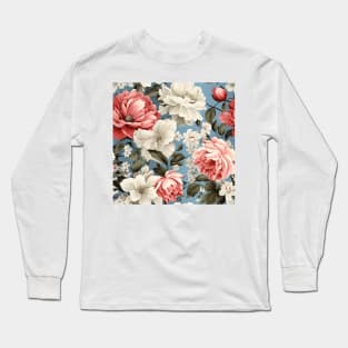 Shabby Chic Flowers Pattern 19 Long Sleeve T-Shirt